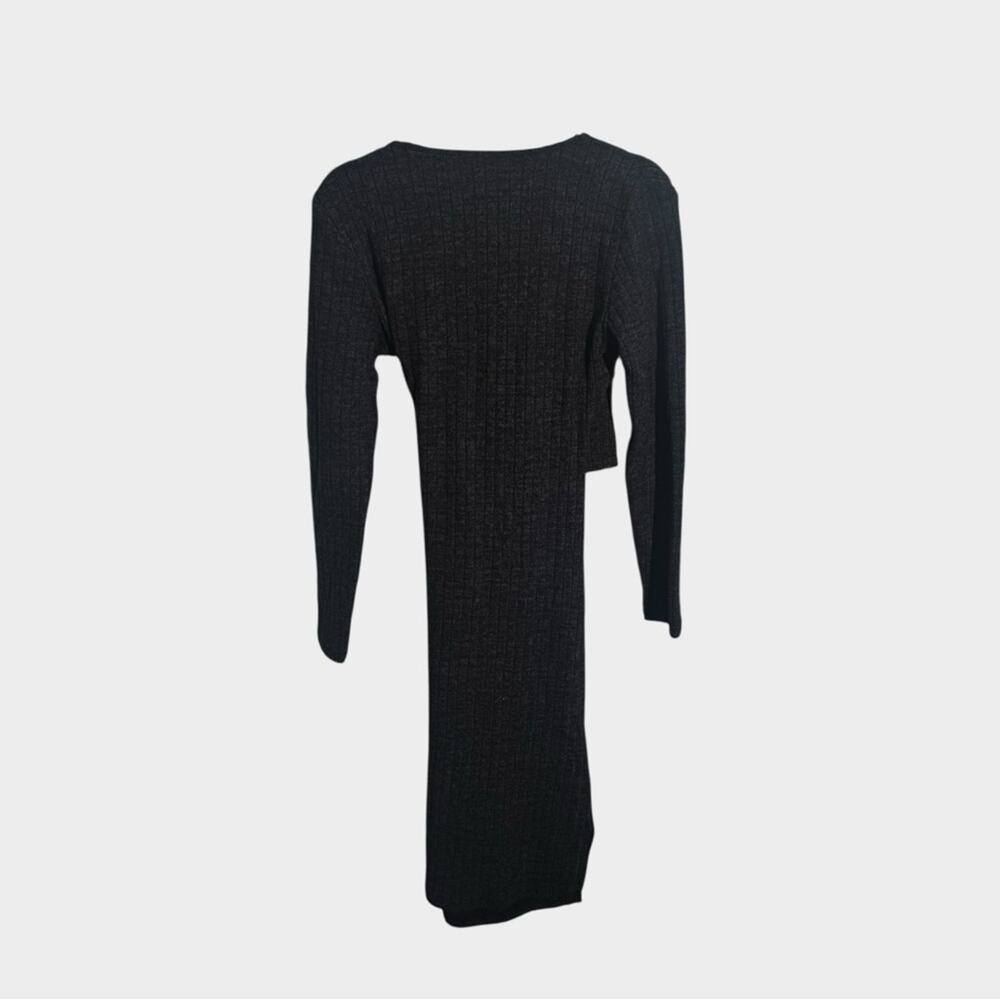 NEW Cupshe Charcoal Jersey Surplice Long Sleeve Midi Dress, Small - Picture 10 of 11